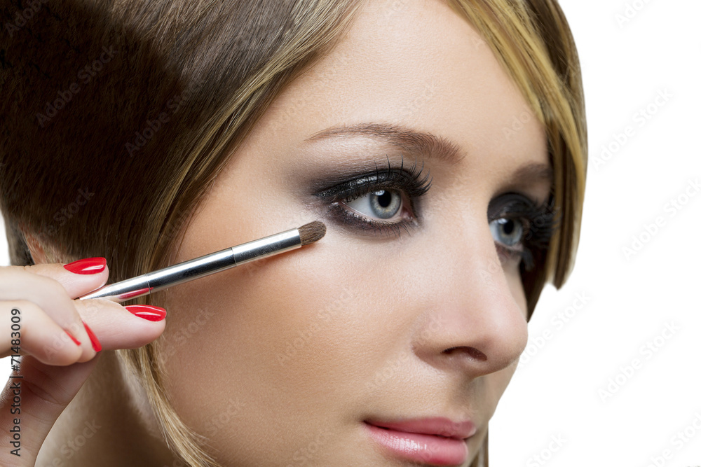 Makeup. Make-up. Eyeshadows. Eye shadow brush Makeup. Make-up. Eyeshadows. Eye shadow brush