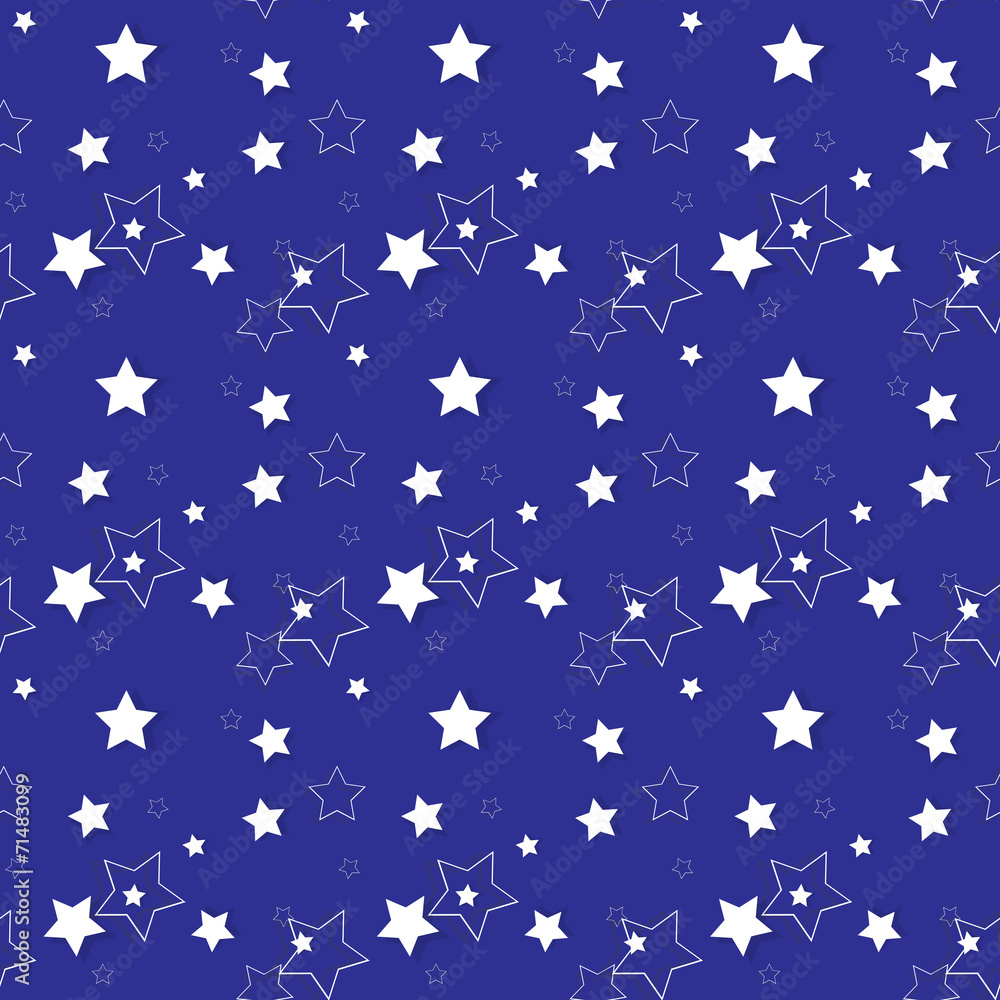White Stars on a Blue Background. Seamless Pattern. Vector Illus White Stars on a Blue Background. Seamless Pattern. Vector Illus