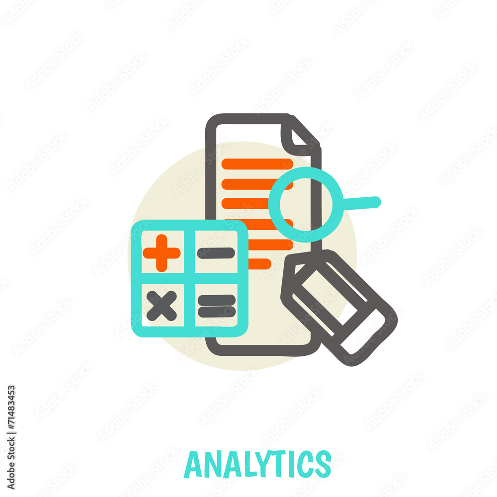 Flat line icons of analytics vector illustration concept. Flat line icons of analytics vector illustration concept.