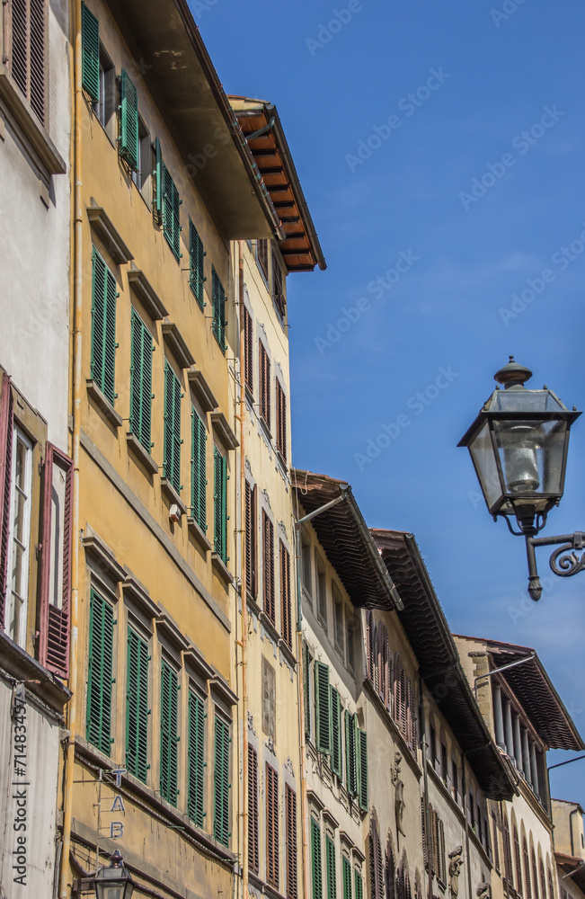 Houses with blinds in the old center of Florence