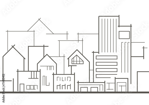 linear panoramic sketch of the city