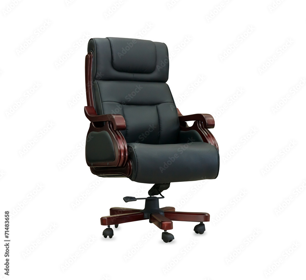 The office chair from black leather. Isolated The office chair from black leather. Isolated