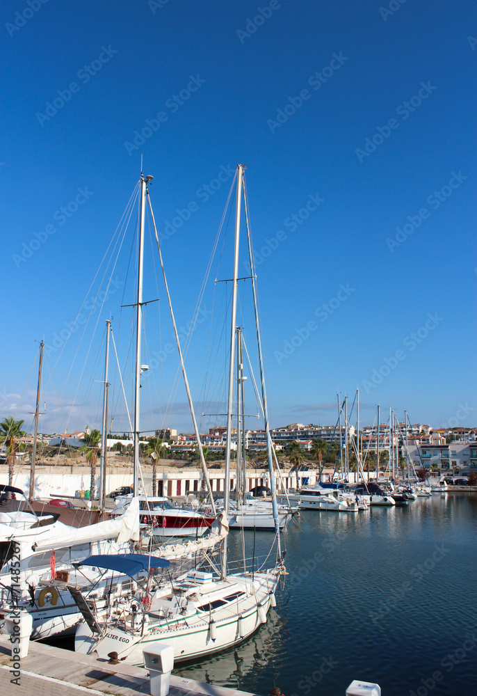 Boats in the port of Sitges,Spain