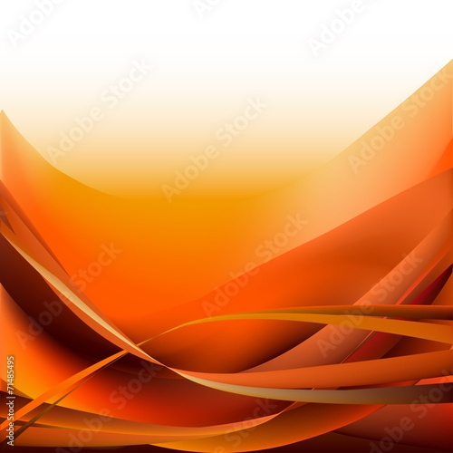 Colorful waves isolated abstract background orange and white