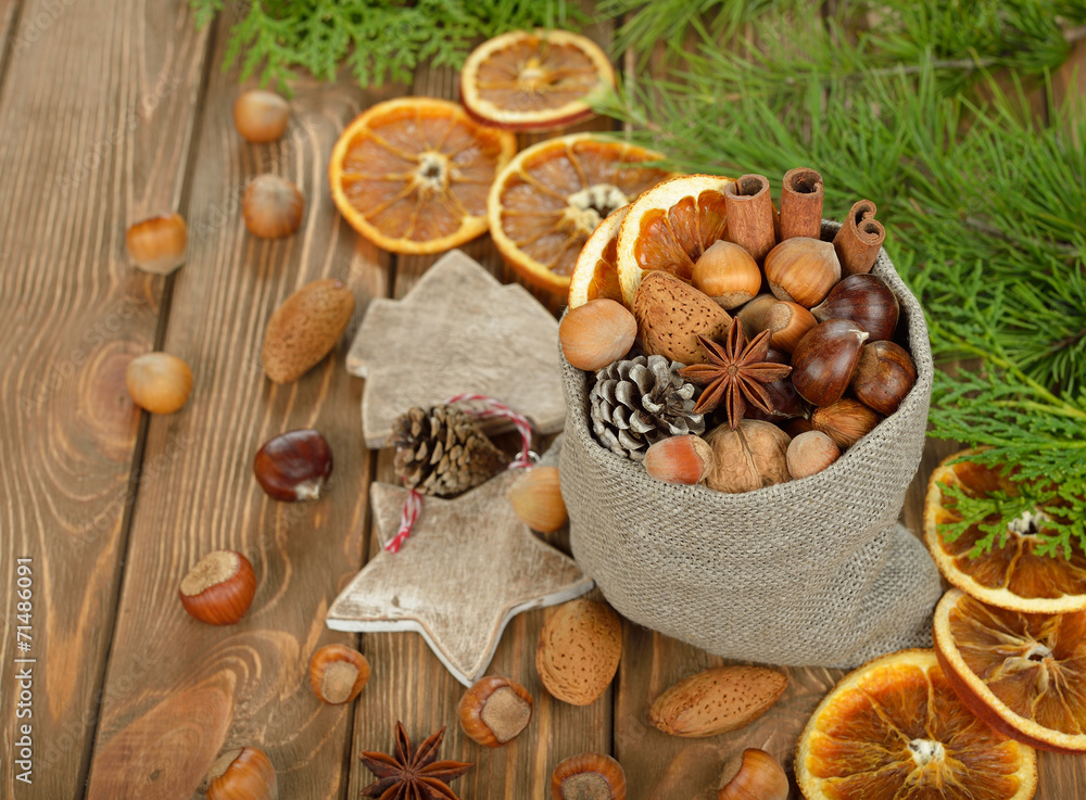 Various nuts in a bag Various nuts in a bag