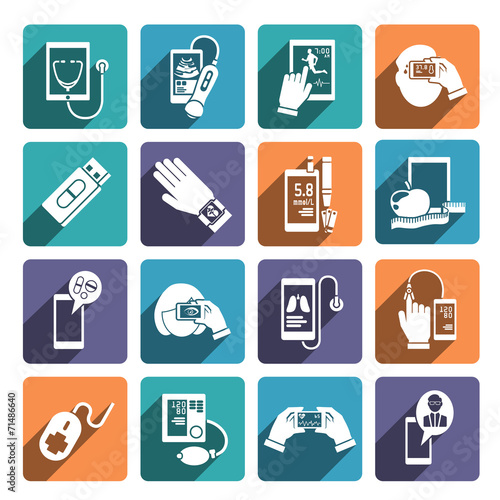 Digital health icons set