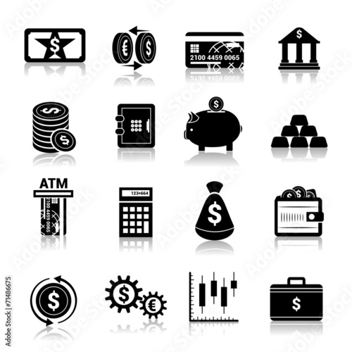 Money finance icons black