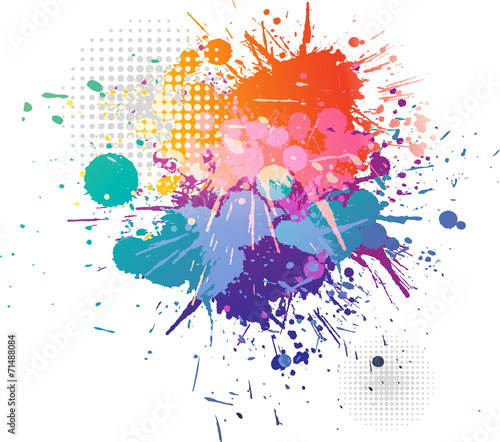 splatters colorful background  and halftone pattern