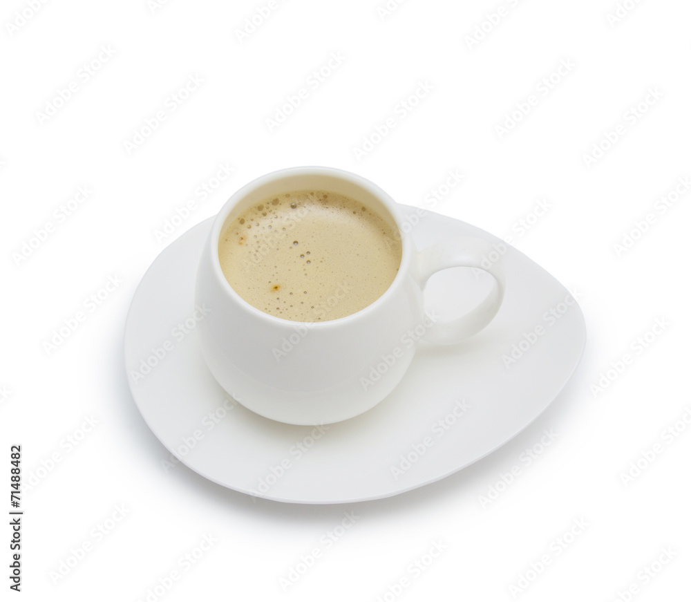 Coffee cup and saucer on a white background. Coffee cup and saucer on a white background.