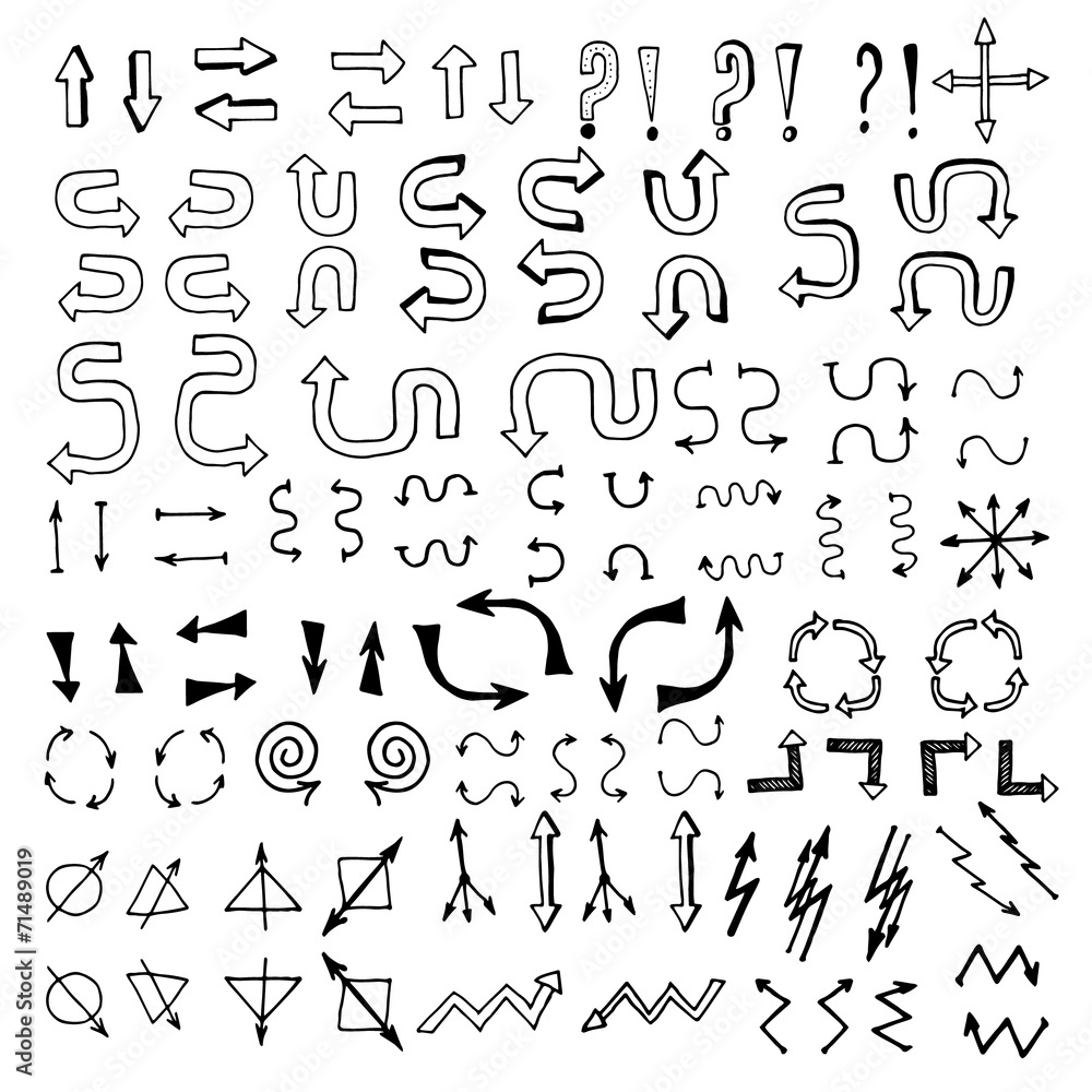 arrows icons by hand drawing