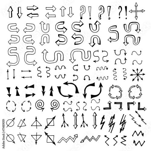 arrows icons by hand drawing