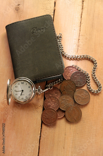 pocket watch with travel diary