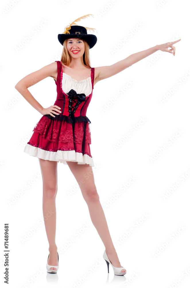 Woman pirate isolated on the white background Woman pirate isolated on the white background