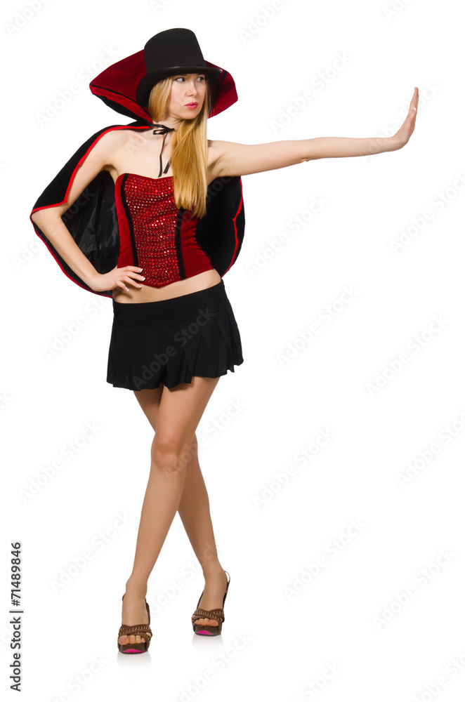 Woman magician isolated on white Woman magician isolated on white