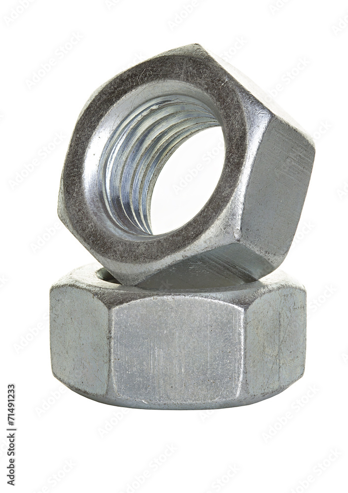 Metal nuts isolated on white background Metal nuts isolated on white background