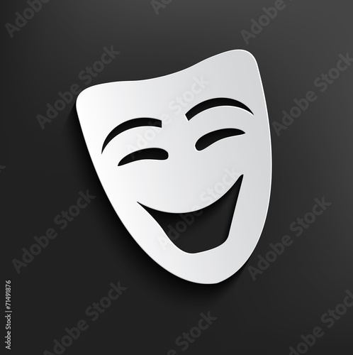 Smile mask symbol on dark background,clean vector