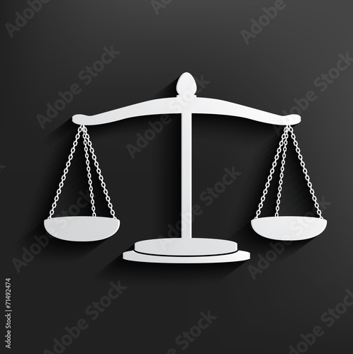 Justice symbol on black background,clean vector