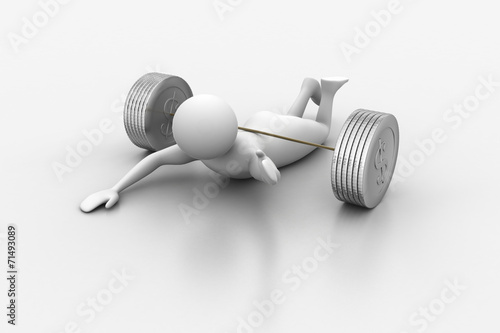 3d man lying under the weights