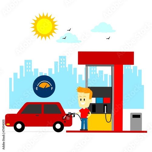 Man Filling Up Gas Tank 