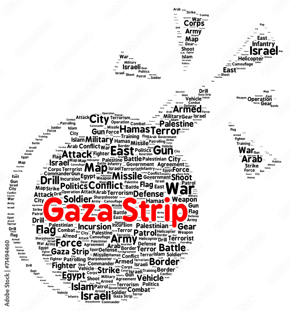 Gaza strip word cloud on white background
