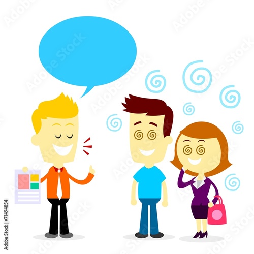 Man Trying to Sell His Product By Persuading People 