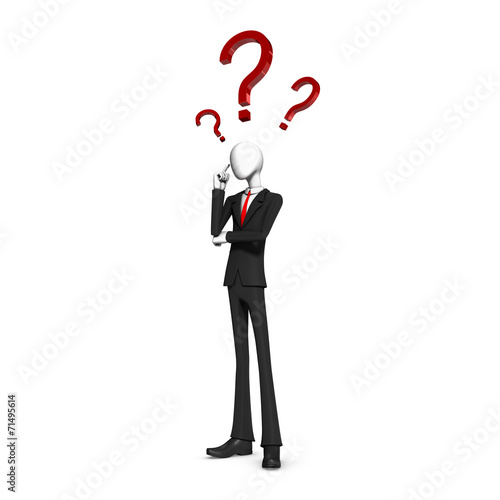 Human business character Thinking with Question mark