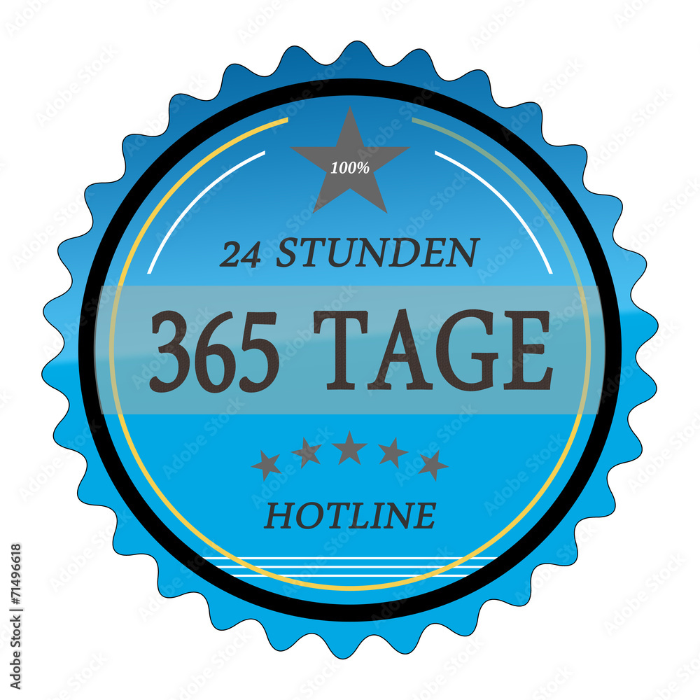ql56 QualityLabel 24 Stunden 365 Tage Hotline blau g2033 Stock