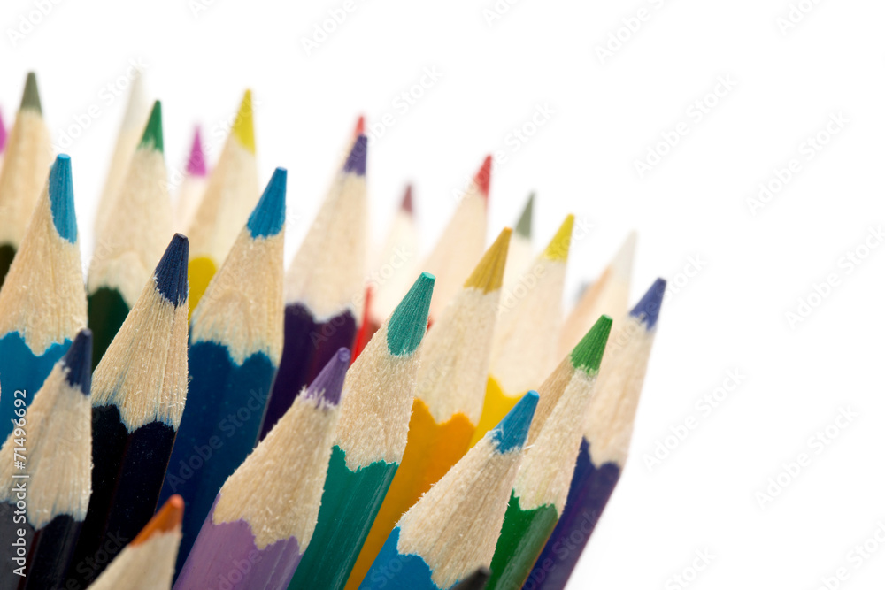 Colour pencils isolated on white background close up Colour pencils isolated on white background close up