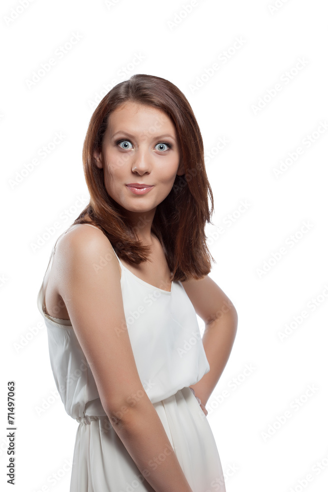 Emotional young model fooling around at camera Emotional young model fooling around at camera