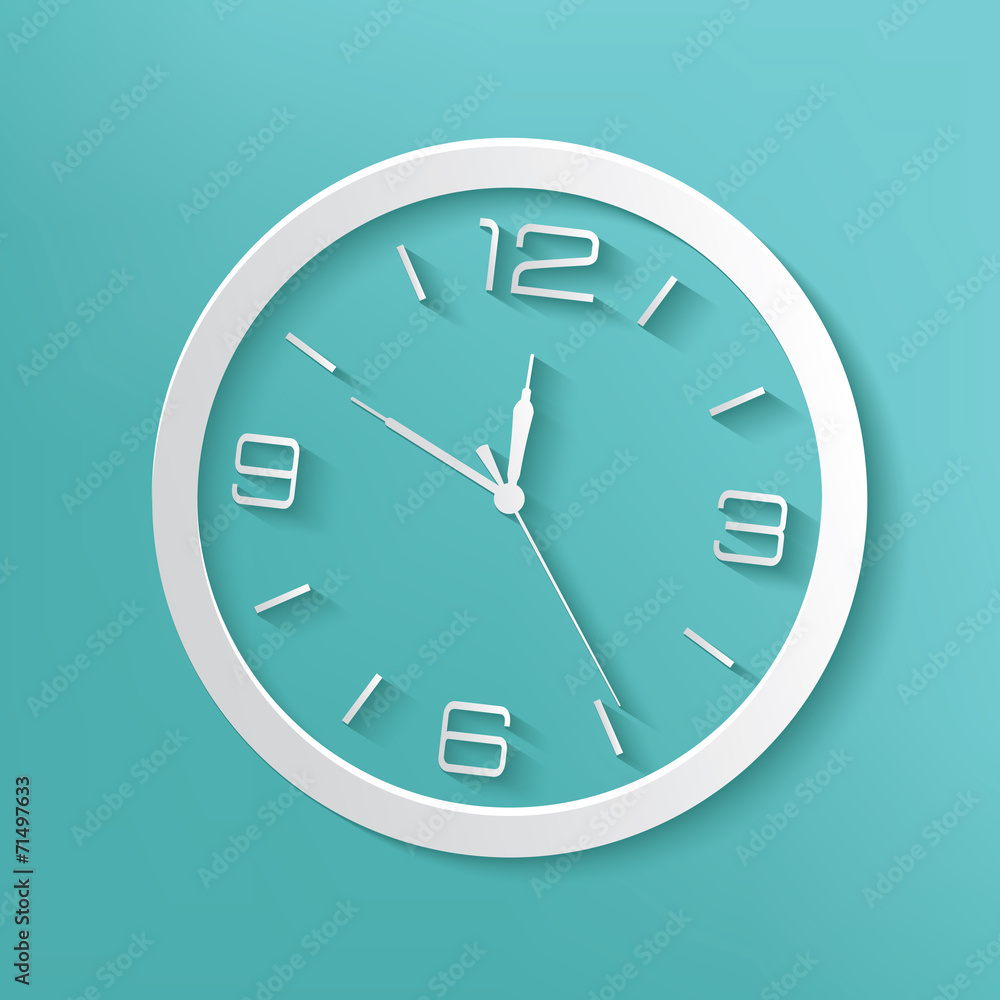Clock symbol on blue background,clean vector Clock symbol on blue background,clean vector