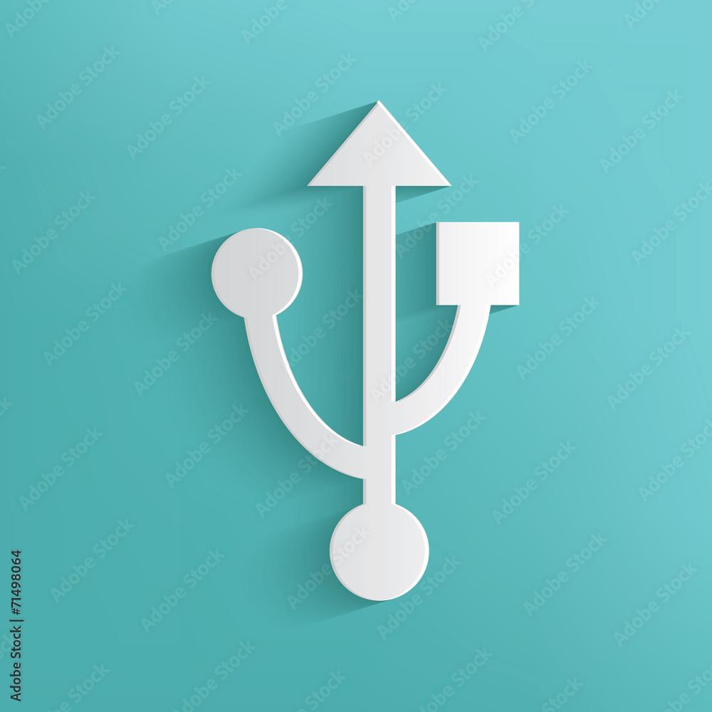 USB symbol on blue background,clean vector USB symbol on blue background,clean vector