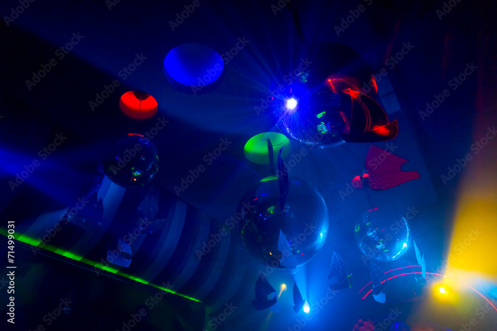 Scenery and lighting equipment in a nightclub Scenery and lighting equipment in a nightclub
