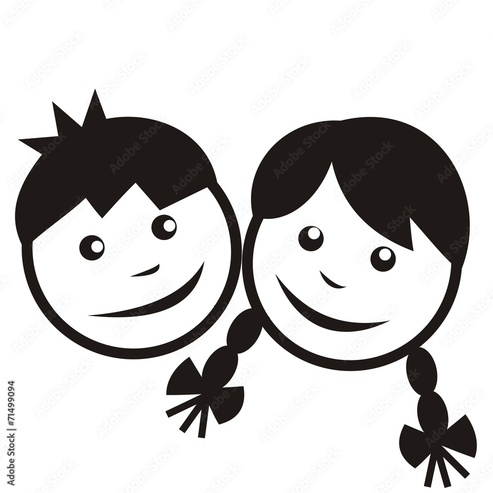 Boy And Girl Black Silhouette Vectoricon Stock Vector Adobe Stock