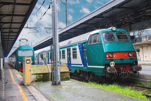 Photography Two trains are at the station in Italy
