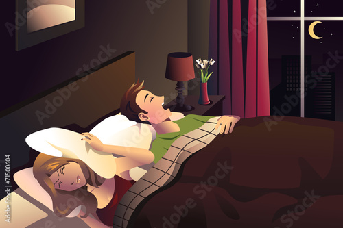 Snoring man  in the bedroom