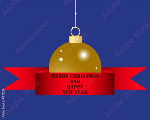 Christmas ball in red silk ribbon