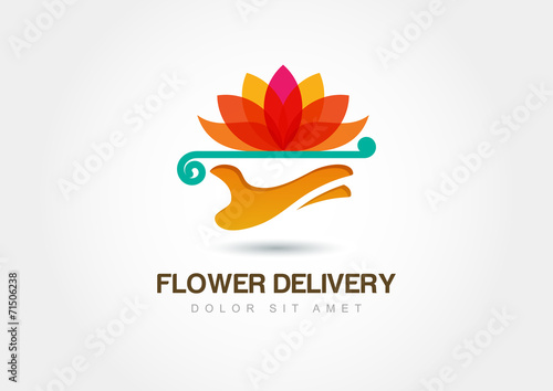 Abstract design concept for flower delivery service. Vector logo