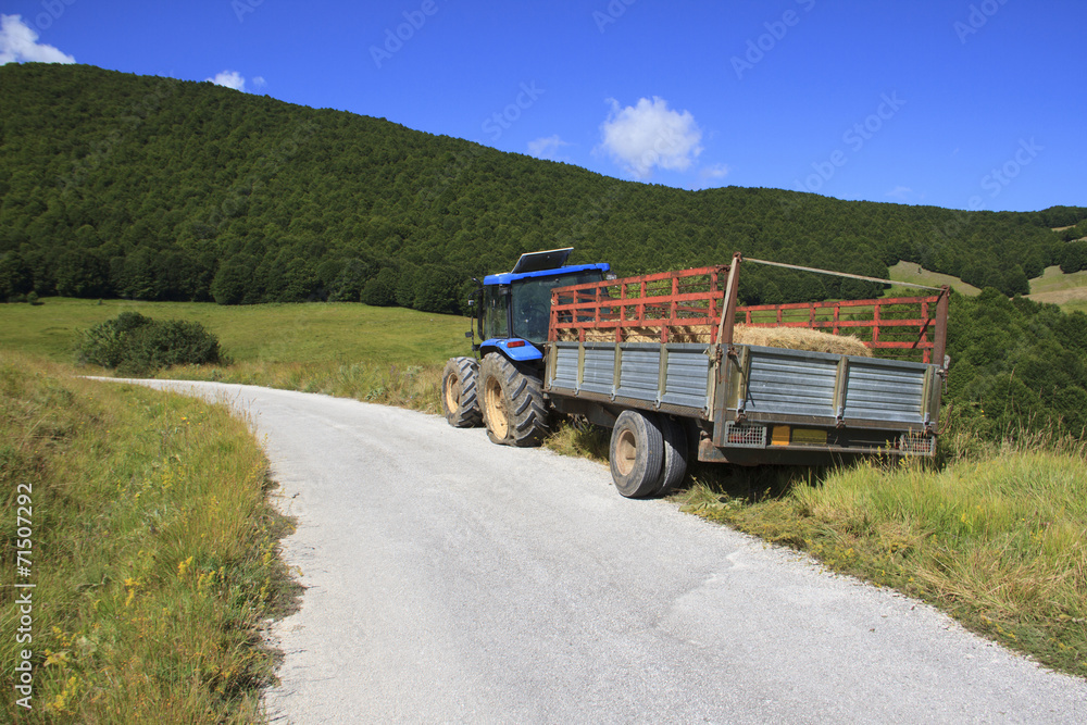 Tractor on the side of a road