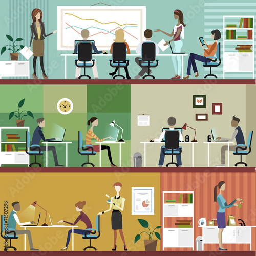 Business people at the office. Illustration.