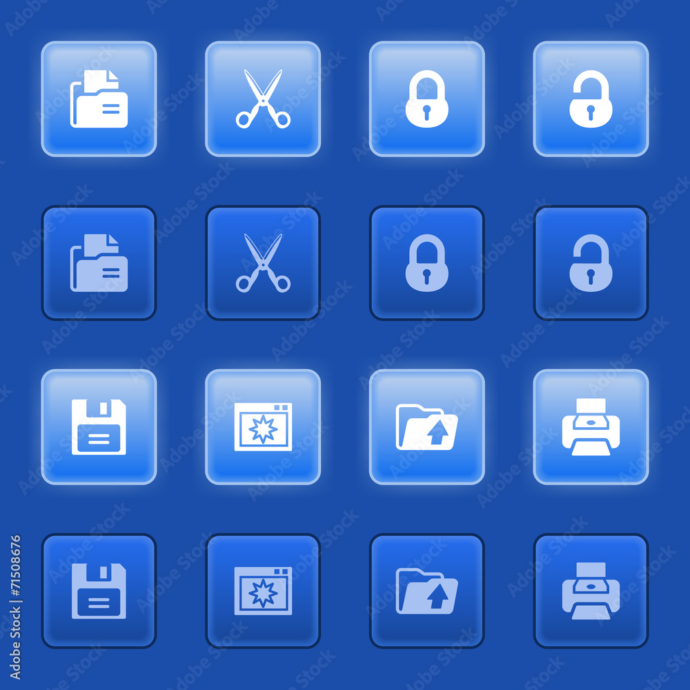 Document icons for web on blue buttons. Document icons for web on blue buttons.