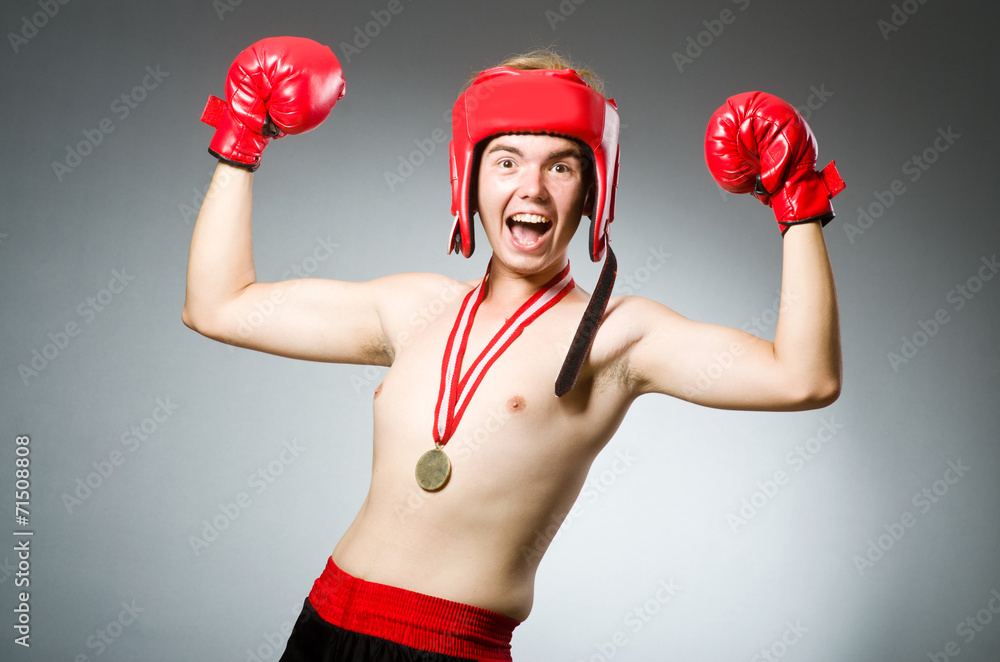 Funny boxer with winning gold medal Funny boxer with winning gold medal