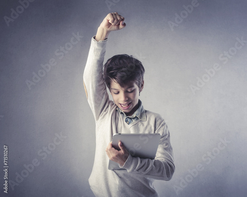 Jubilating kid photo