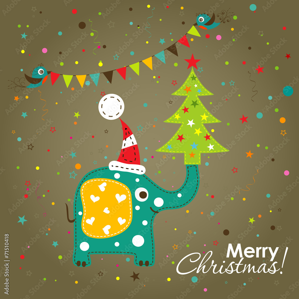 Template Christmas greeting card,  vector - obrazy, fototapety, plakaty 
