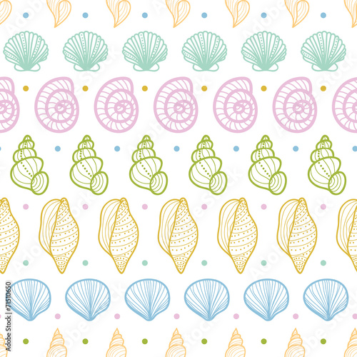 Seashells stripes line art seamless pattern background