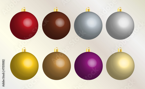 Set of eight colorful Christmas bulbs