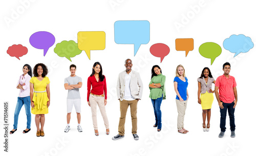 Multi-Ethnic People with Empty Speech Bubbles