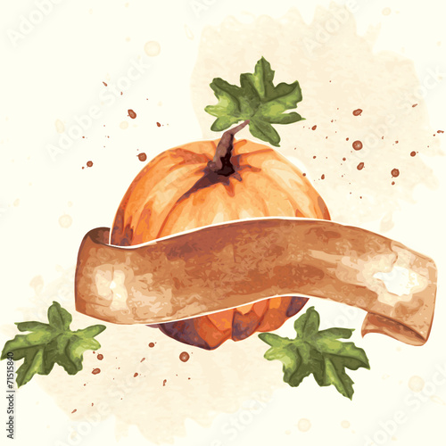 Vintage watercolor pumpkin illustration