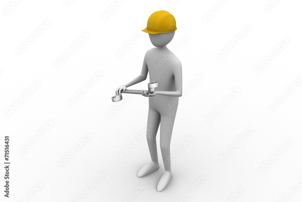3d man with wrench 3d man with wrench
