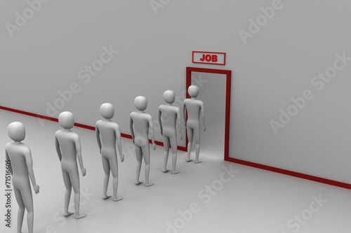 3d people waiting for job