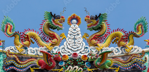 twin Chinese dragons on roof